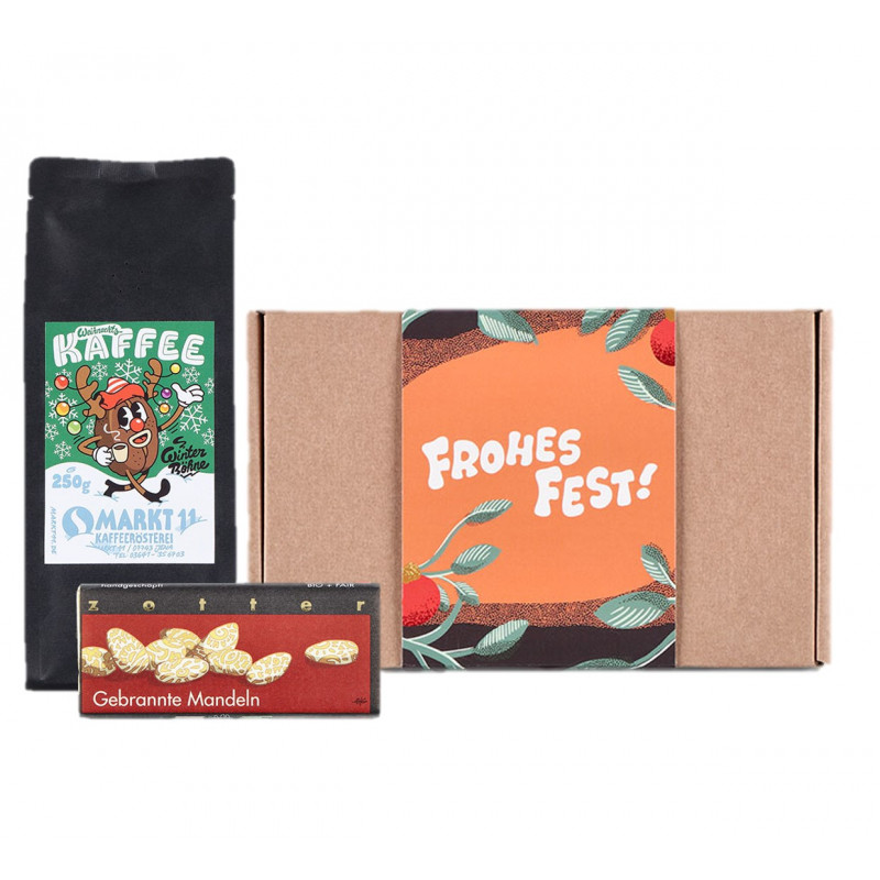 Weihnachtsbox Kaffee und handgeschöpfte Zotter Schokolade "Gebrannte Mandel" - Markt 11 Kaffeerösterei | Kaffee Shop